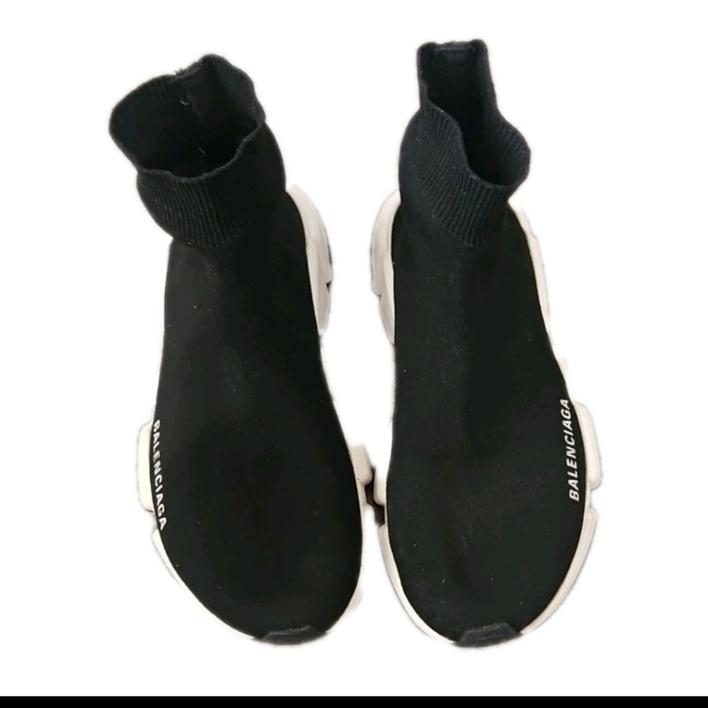 Balenciaga Womens Black And White Speed 2.0 Knit Sock Trainer Designer Sneaker 6 - Picture 2 of 14